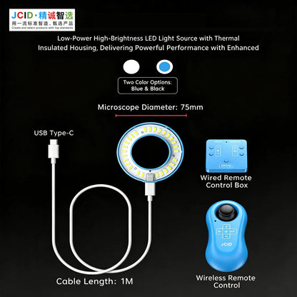 JCID Smart Microscope LED Ring Light Dual Adjustable Color Brightness For Phone Motherboard PCB Soldering Inspection Repair Tool