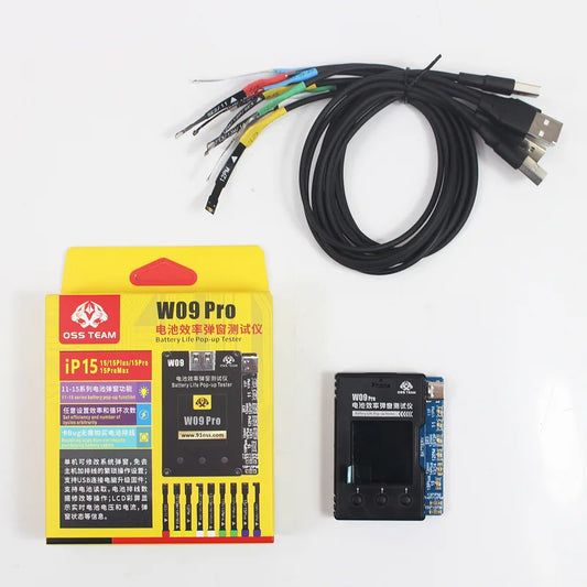 Probador de batería OSS W09 Pro V3 para la serie iPhone 11-15, probador emergente de vida útil con herramienta de firmware modificada para ciclos de tiempo de eficiencia
