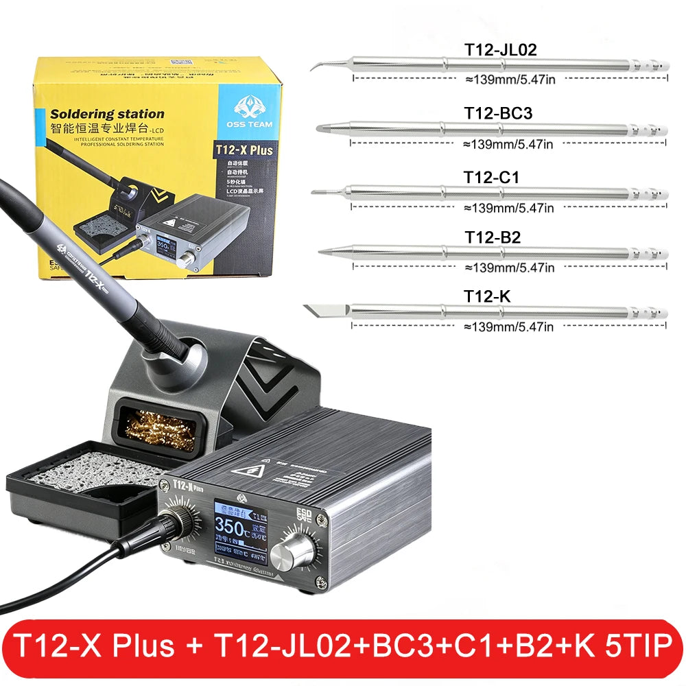 OSS T12-X PLUS Soldering Station Electronic Soldering Iron With T12 Tips For PCB Repair Phone Board Welding Repair Tools