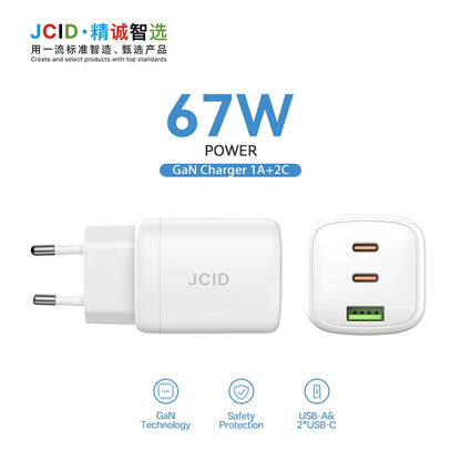 JCID GaN Charger Multi-Power 30/45/67W PD Adapter with Data Cable for Smartphone Tablet Home And Repair Shop Use