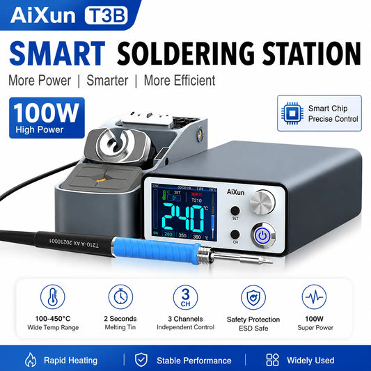 Estación de soldadura inteligente AIXUN T3B con mango T210, estación de retrabajo para reparación de electrónica, PCB, SMD y BGA