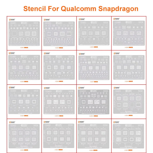 Plantilla de reballing BGA para CPU Snapdragon AMAOE U-QSD y U-QSU (0,12 mm)