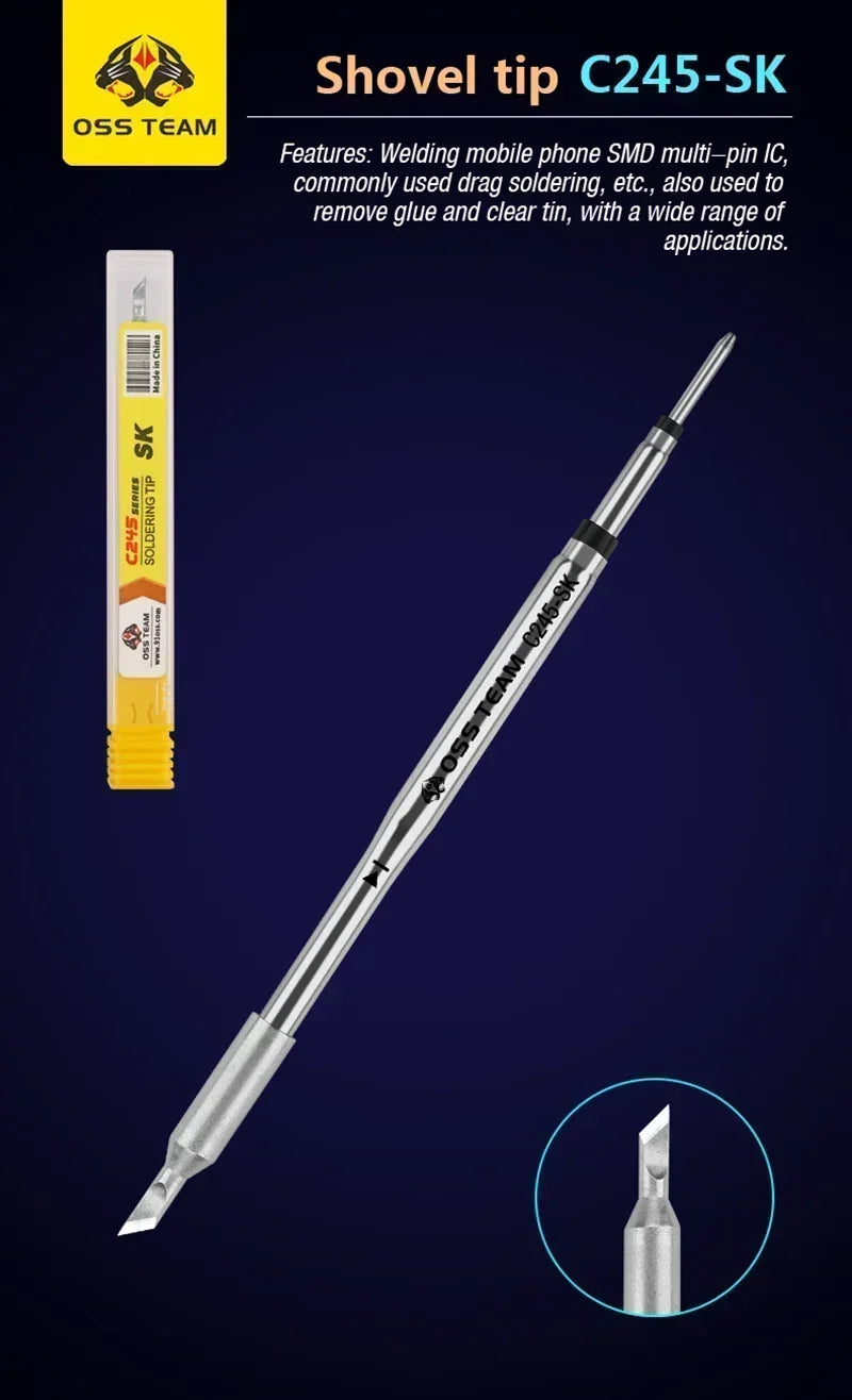 OSS C115 C210 T245 Tips Universal C245 C210 C115 Soldering Iron Tip Compatible SUGUN Maant GVM OSS Soldering Station Handle