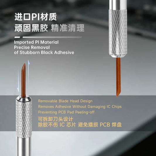 YCS Mr.Yang Cuchilla de alta precisión para eliminación de adhesivo de IC Material PI Raspador resistente al calor para Kit de herramientas de reparación de CPU de teléfono, chip y PCB