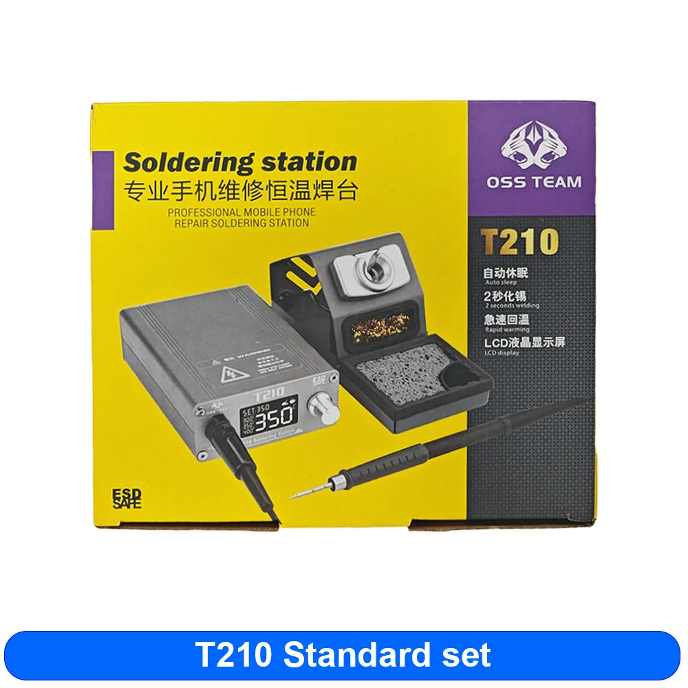Estación de soldadura OSS T210 de 75 W con pantalla digital, temperatura constante y estaño fundido 2S para herramientas de precisión de soldadura y reparación