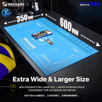 MECHANIC V80 Silicone Repair Work Mat with Parts Storage, 600 × 350mm