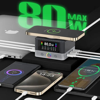 RELIFE 6-port 80W Super Fast Charging Dual PD Fast Charging and Smart USB-A Compatible with a variety of Electronic Devices