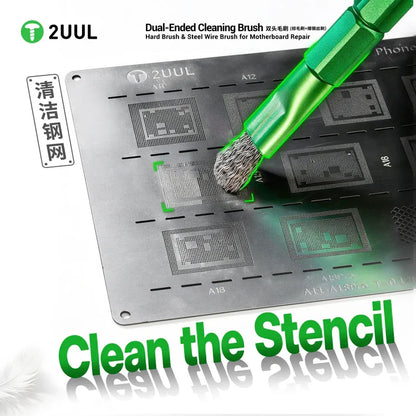 2UUL CL15 Dual Ended Cleaning Brush Hard Brush Steel Wire Brush for Motherboard Repair Phone PCB Maintenance Tools
