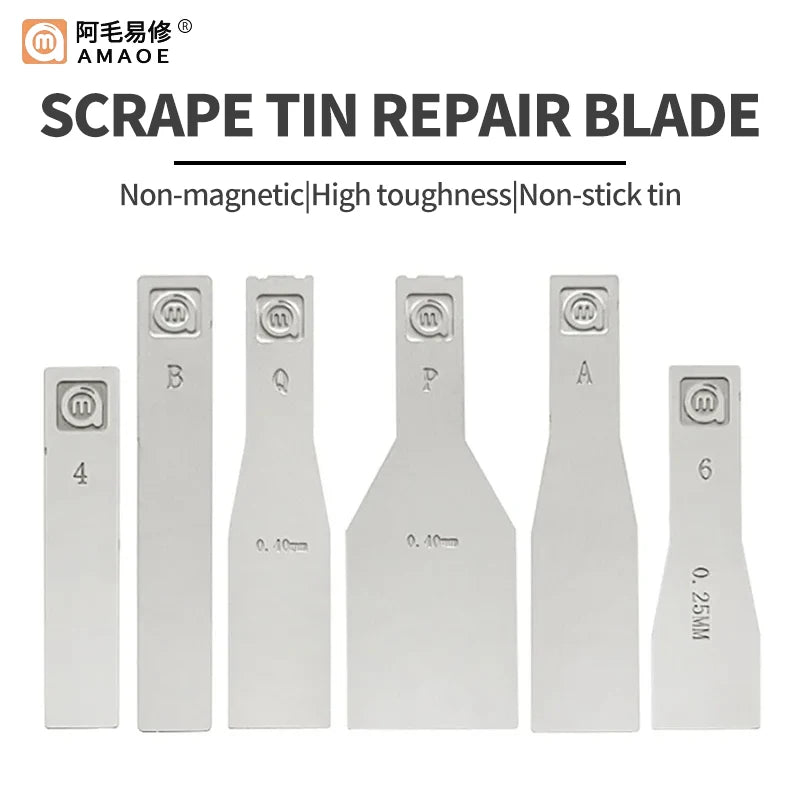 AMAOE Non-Magnetic Stainless Steel Solder Paste Scraper & Blades