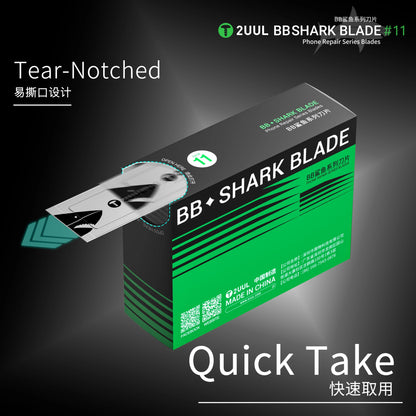 2UUL DA18 SHARK BLADE#11 100PCS Easy Tear Design Quick Access for Mobile Phone Repair Disassembly Cutting Blade Tool