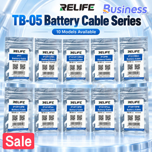 Programador de batería RELIFE TB-05 V4.0 para reparar iPhone 8-16PM: modificar ciclos de carga, advertencias de salud y datos, y reparar errores.