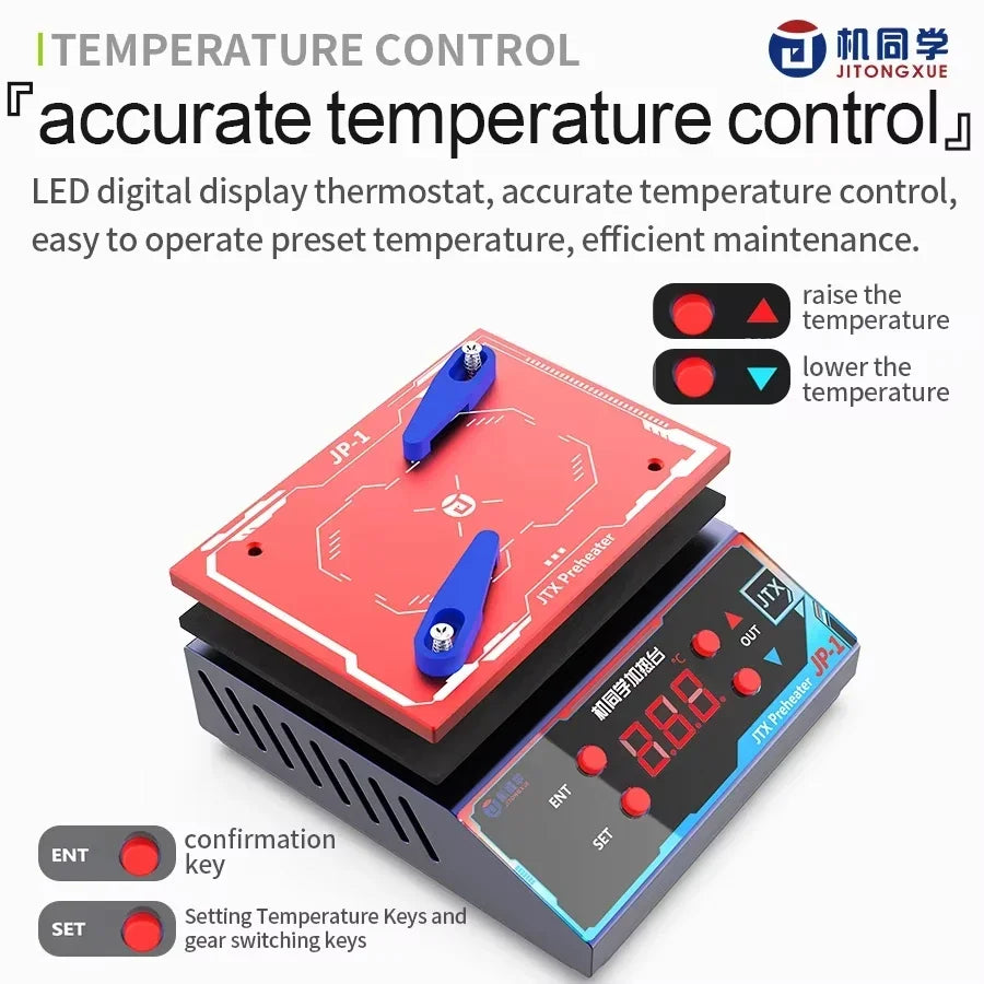 JTX JP-1 Universal Thermostatic Preheating Layering Platform For iPhone X-16 Pro Max Android PCB Layered Chip Glue Cleaning Tool