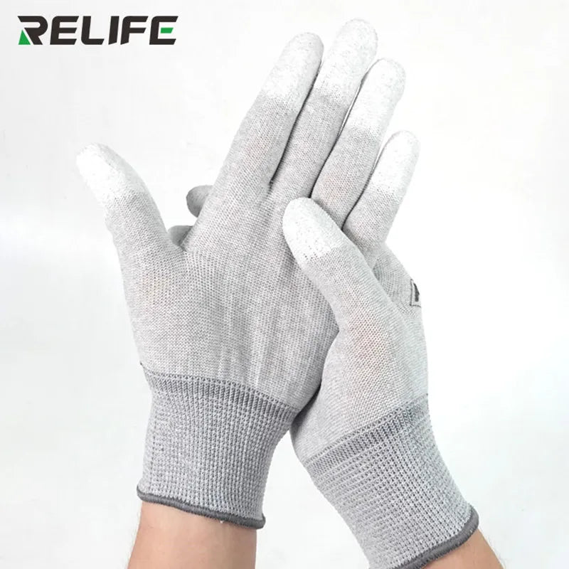 RELIFE RL-063 Anti-Static Gloves for Phone Computer Repair Antiskid ESD Electronic Working Coated Finger Protection Gloves