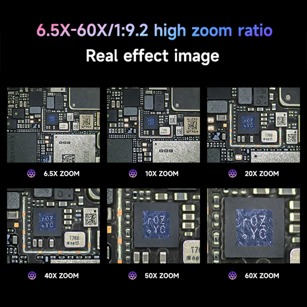 MECHANIC ROBOT 6560T 6.5-60X Trinocular Stereo Microscope for Electronic Repair Motherboard PCB Welding Fault Detection Tool