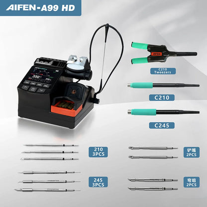 AIFEN A99HD Precision Tweezers Soldering Iron Station Compatible with C210/C245 Handle for Microscope Soldering Electronics
