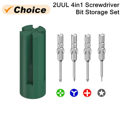 2UUL SD24 4 IN 1 Screwdriver Bits with Magnetic Storage Set High-Hardness Alloy S2 Head CC /Pentalobe/Tri-Point/Phillips Bits