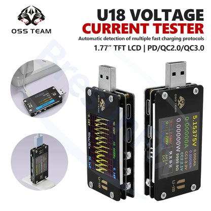 OSS U18 Voltage Current Tester Support Fast Charging Charging Current/Voltage Testing Capacity Cable Resistance Measurement Tool