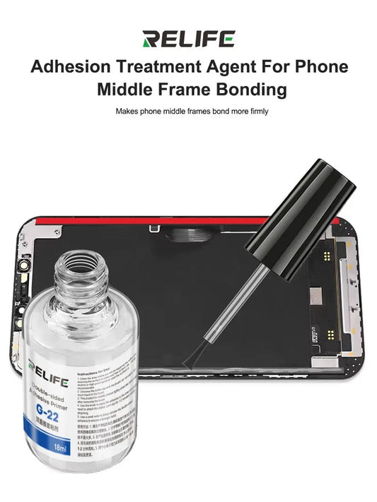 RELIFE G-22 18ml Double-sided Adhesive Primer Built-in Brush Threaded Mouth for Phone Frame Car Plastic Glass Repair