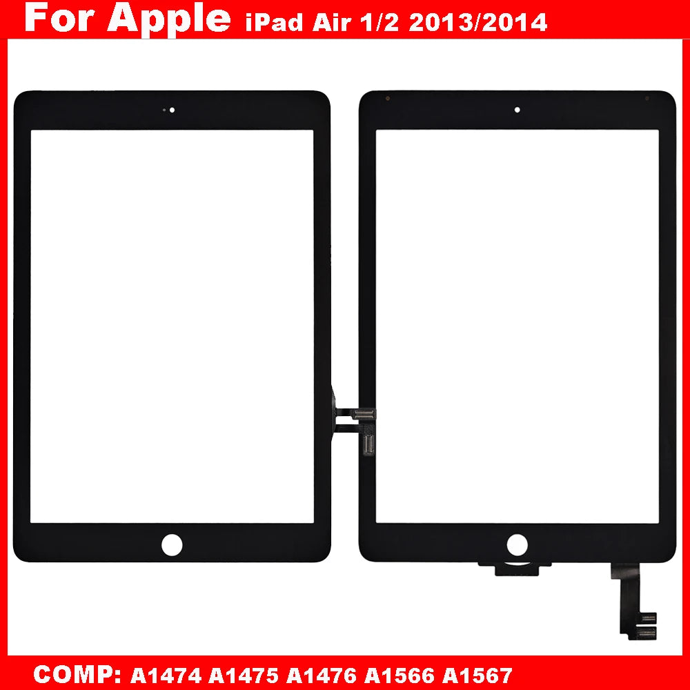 For iPad Air 1 2 Touch Panel Digitizer For iPad 5 6 A1474 A1475 A1476 A1566 A1567 Touch Screen Outer Glass Sensor Replacement