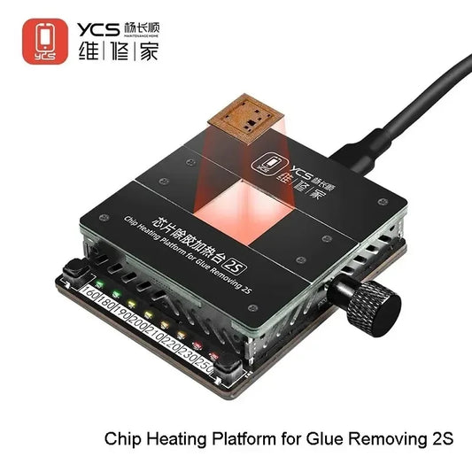 Plataforma térmica YCS 2S para chips, placa de soldadura de IC de teléfonos para eliminación de pegamento, mesa térmica para despegado y desengomado