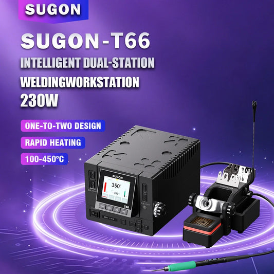 Estación de soldadura 2 en 1 SUGON T66 de 230 W compatible con punta de soldador C470/245/210, estación de soldadura, retrabajo y soldadura de juntas grandes