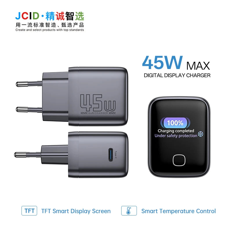 JCID GaN Charger Multi-Power 30/45/67W PD Adapter with Data Cable for Smartphone Tablet Home And Repair Shop Use