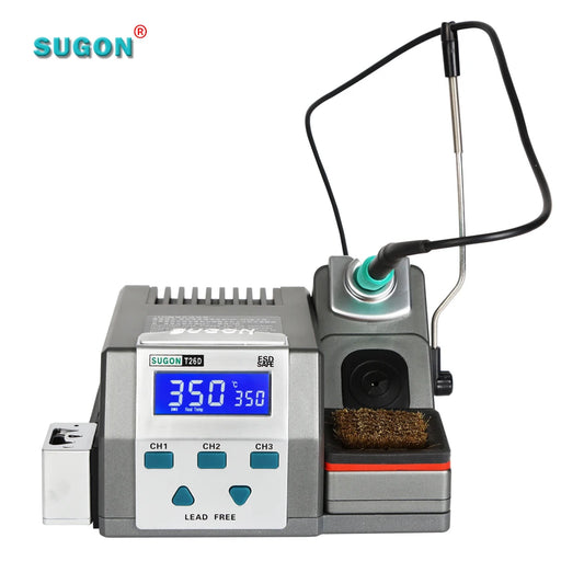 Estación de soldadura Sugon T26D: funde el estaño en 2 segundos y alcanza la temperatura rápidamente; 120 W para reparaciones de móviles.