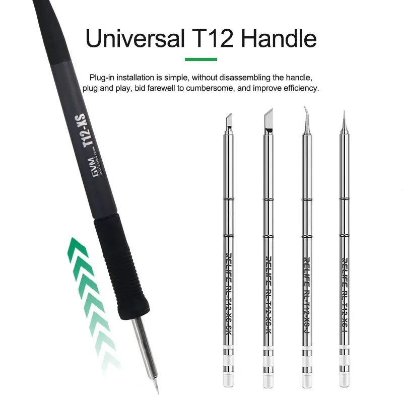 RELIFE T12 Series Soldering Iron Tips Universal Welding Head For Most T12 Soldering Station Handle