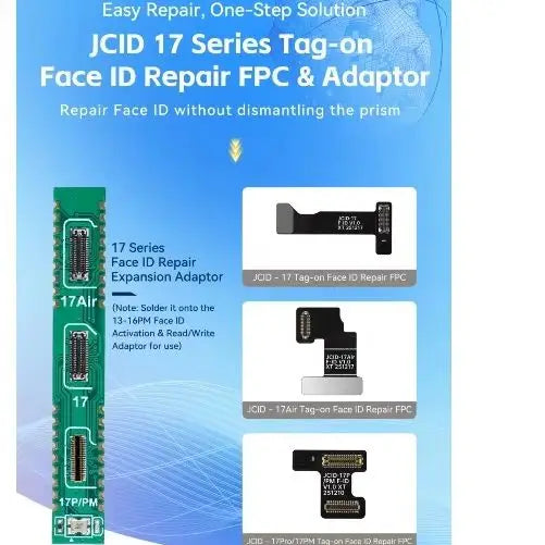 Adaptador JCID para reparación de cámara de la serie iPhone 17 con flex FPC para 17/17AIR/17Pro/17Pro Max, enfoque automático delantero y trasero