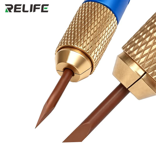 RELIFE RL‑023C Mango de lápiz de limpieza de pegamento negro de CPU Punta de PI resistente a altas temperaturas para herramientas de reparación de placas base de teléfonos