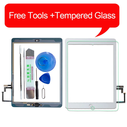 2017 A1822 A1823 Touch Screen For iPad 5th Generation 5 Digitizer  Front Glass With home button +cable+Tools+Tempered Glasss