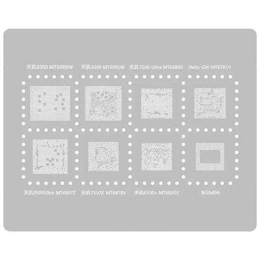 Plantilla de reballing BGA de 0,12 mm AMAOE MU6 para CPU MediaTek