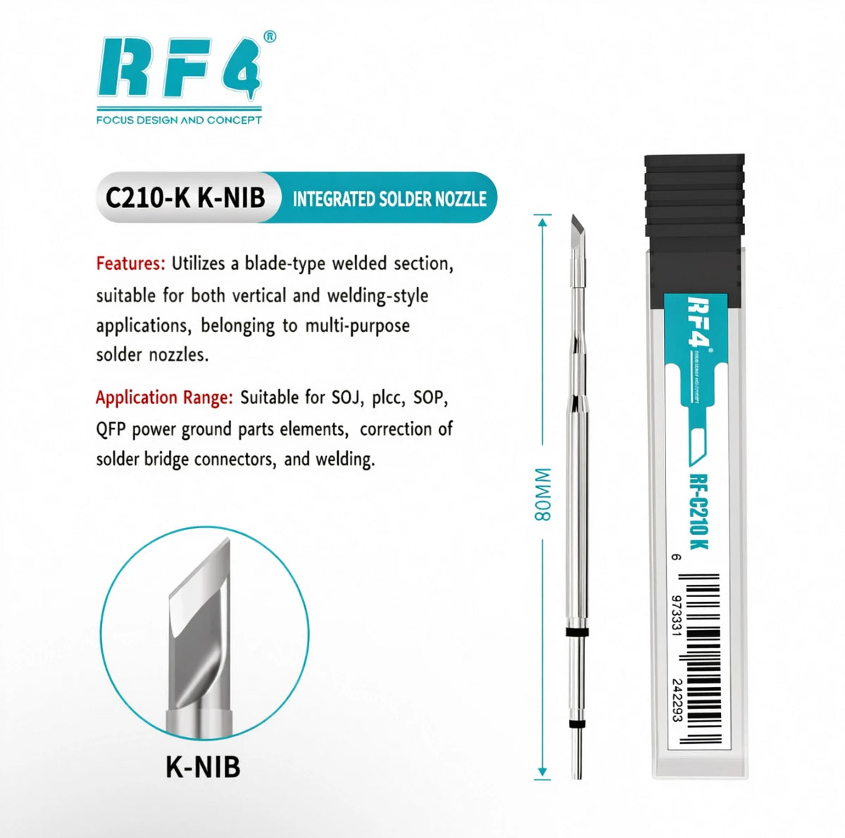 RF4 RF-C210 I/IS/K Soldering Iron Tips