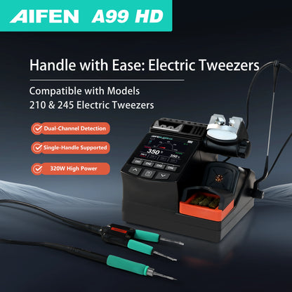 AIFEN A99HD Precision Tweezers Soldering Iron Station Compatible with C210/C245 Handle for Microscope Soldering Electronics