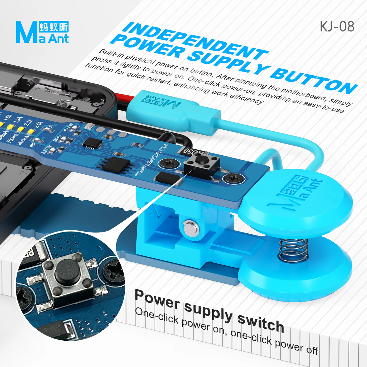 MAANT KJ-08 Pinza de prueba de alimentación para iPhone y Android