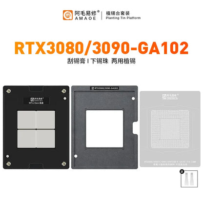 AMAOE NVIDIA RTX 3080 / 3090 GA102 Magnetic BGA Reballing Platform Kit