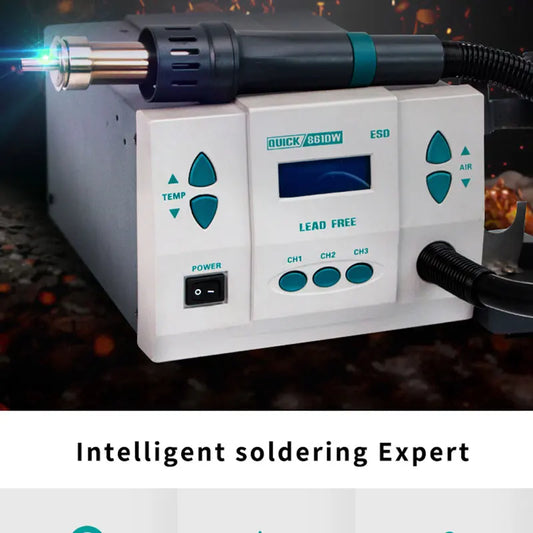 QUICK 861DW Soldering Station 1000W Digital Display For PCB Chip Repair Lead-Free Hot Air Gun Soldering Station Rework Station