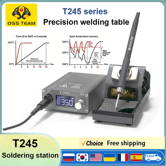Estación de soldadura de precisión OSS TEAM T245 de 130 W, control de temperatura PID y estaño fundido 3S para herramientas de soldadura y reparación de teléfonos móviles