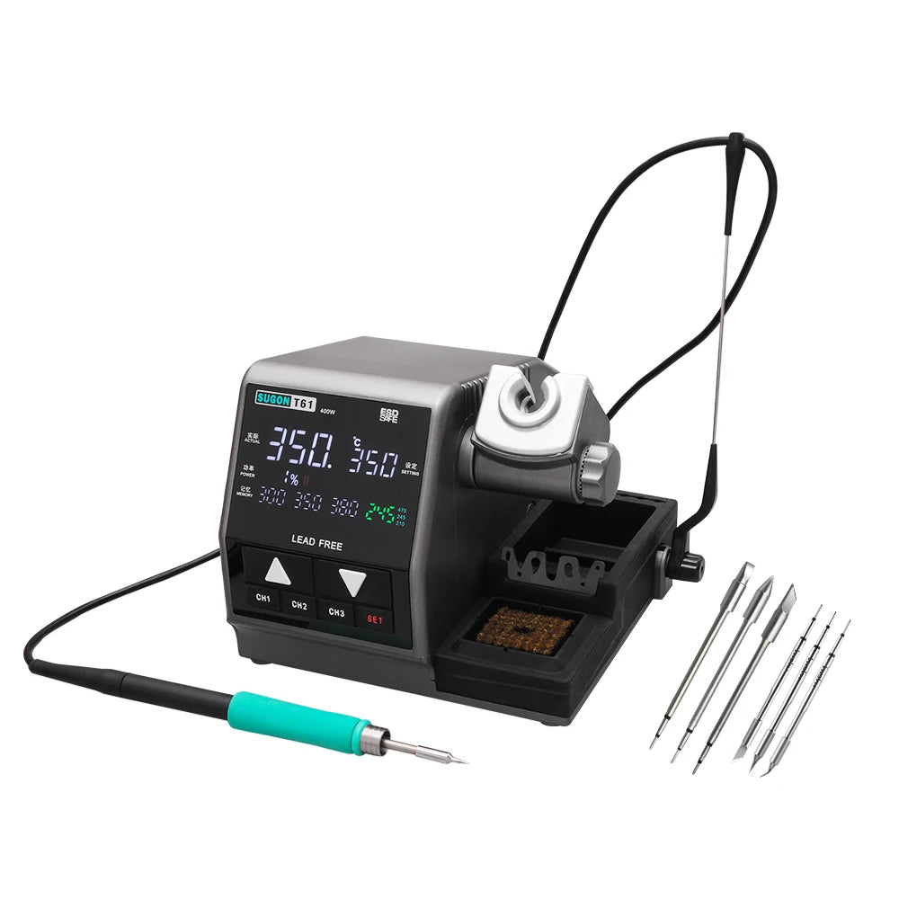 SUGON T61 Soldering Station 400W Compatible Soldering Iron Tip C470/245/210 Large Solder Joints Welding Rework Station