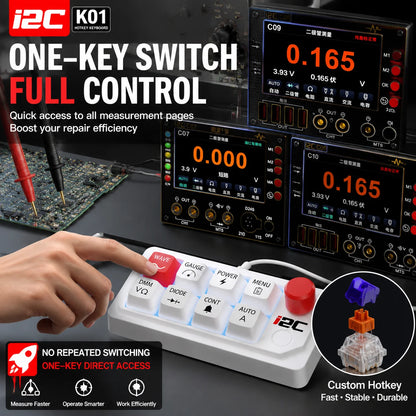 I2C K01 Teclado de teclas de acceso rápido: acceso con una sola tecla a las funciones de diodo, resistencia y capacitancia para multímetros con forma de onda C07/C09/C10, herramienta de reparación de teléfonos móviles