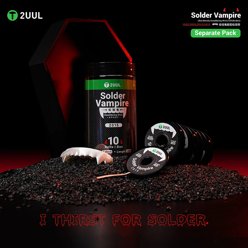 2UUL Solder Vampire 1515/2015/2515/3015 Ultra Density Desoldering Wick (10Rolls/Box) Mobile Phone Motherboard Welding Solder