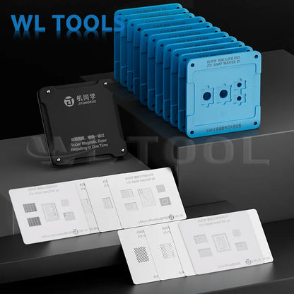 JTX SWAP MASTER Stencil Kit for IPhone 8-16 Pro/Max Super Magnetic Reballing Platform with Magnetic Base Repair Tools