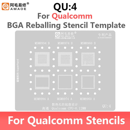 Amaoe QU1-QU8 Qualcomm Snapdragon CPU BGA Reballing Stencil Set