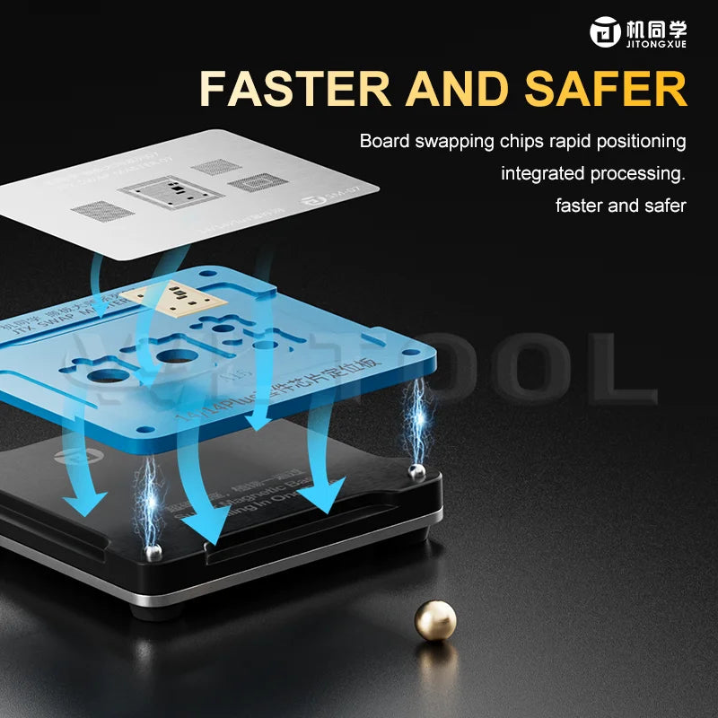 JTX SWAP MASTER Stencil Kit for IPhone 8-16 Pro/Max Super Magnetic Reballing Platform with Magnetic Base Repair Tools