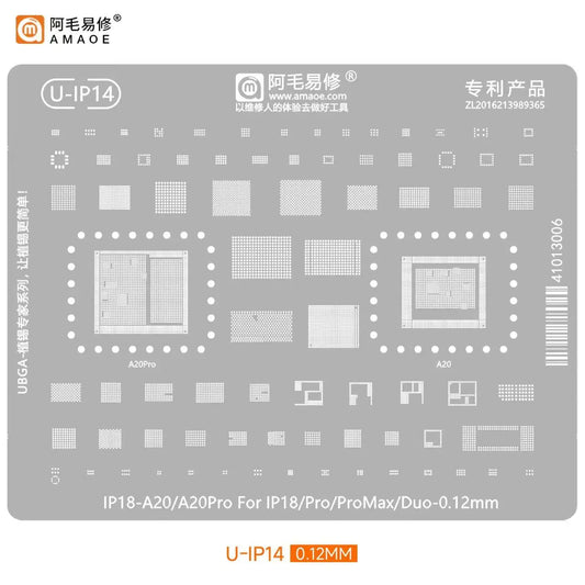 Plantilla de reballing BGA AMAOE IP18 para la capa intermedia