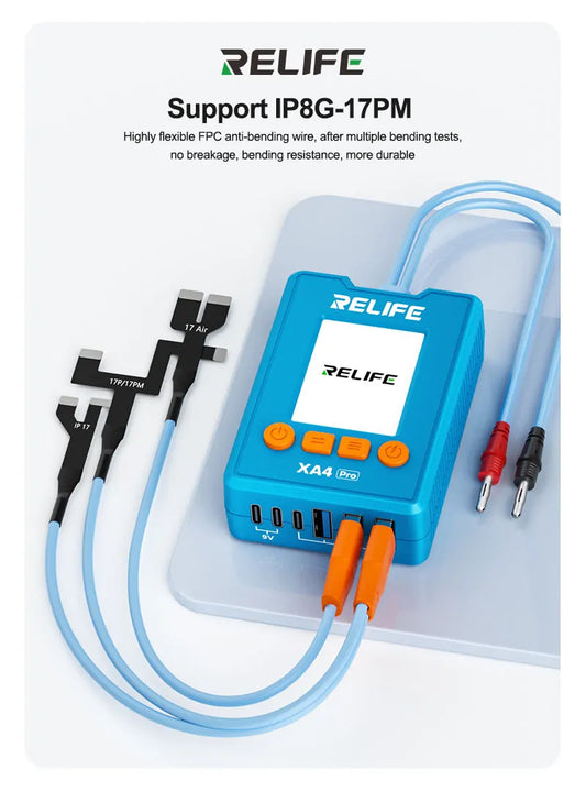Cable de alimentación RELIFE XA4 Pro de un solo toque, USB Type-C, compatible con IP8G-17PM, herramienta de reparación con encendido de un solo clic y detección de voltaje, corriente y potencia