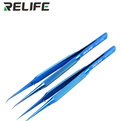 RELIFE 0.1mm Titanium Alloy Non-magnetic High Hardness Aviation Ultra-Precise Step Structure Tweezers Phone IC Chip Repair