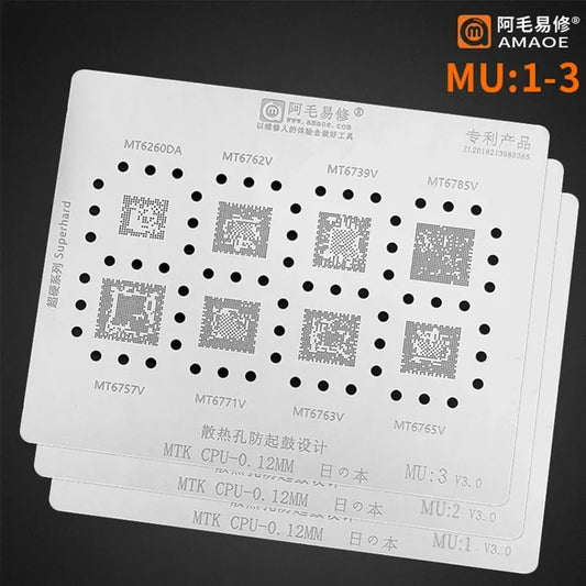 Juegos de plantillas AMAOE para reballing BGA de smartphones y tablets multiseries (0,12 mm)