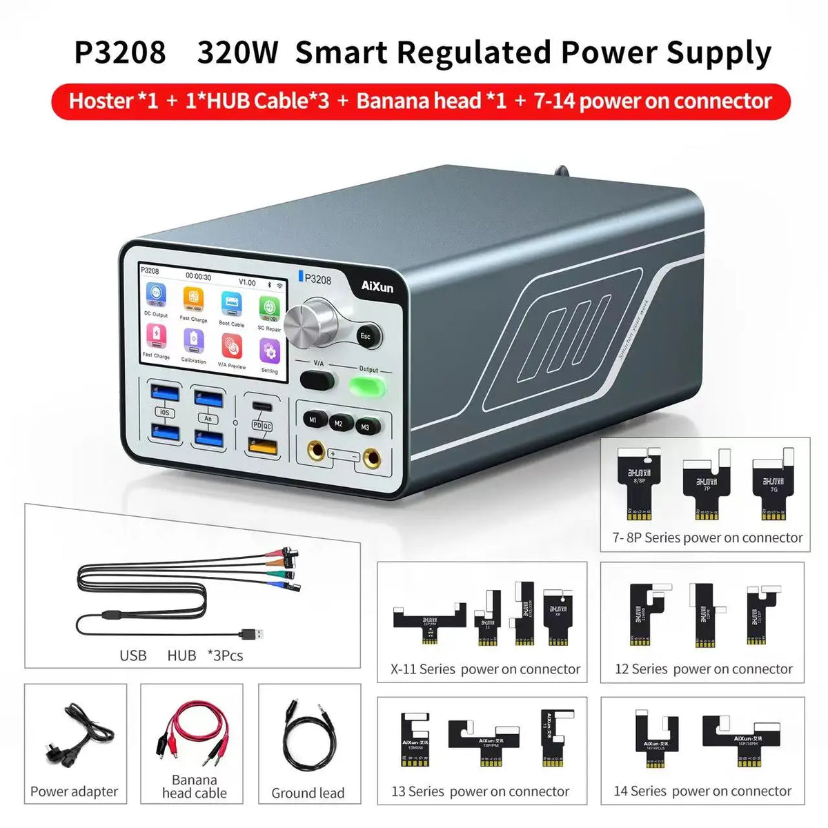 AIXUN P3208 Smart Regulated Power Supply 320W/sUPPORT 6G-14PM Battery ProTools/One Key Booting/electronic Repair Power Supply