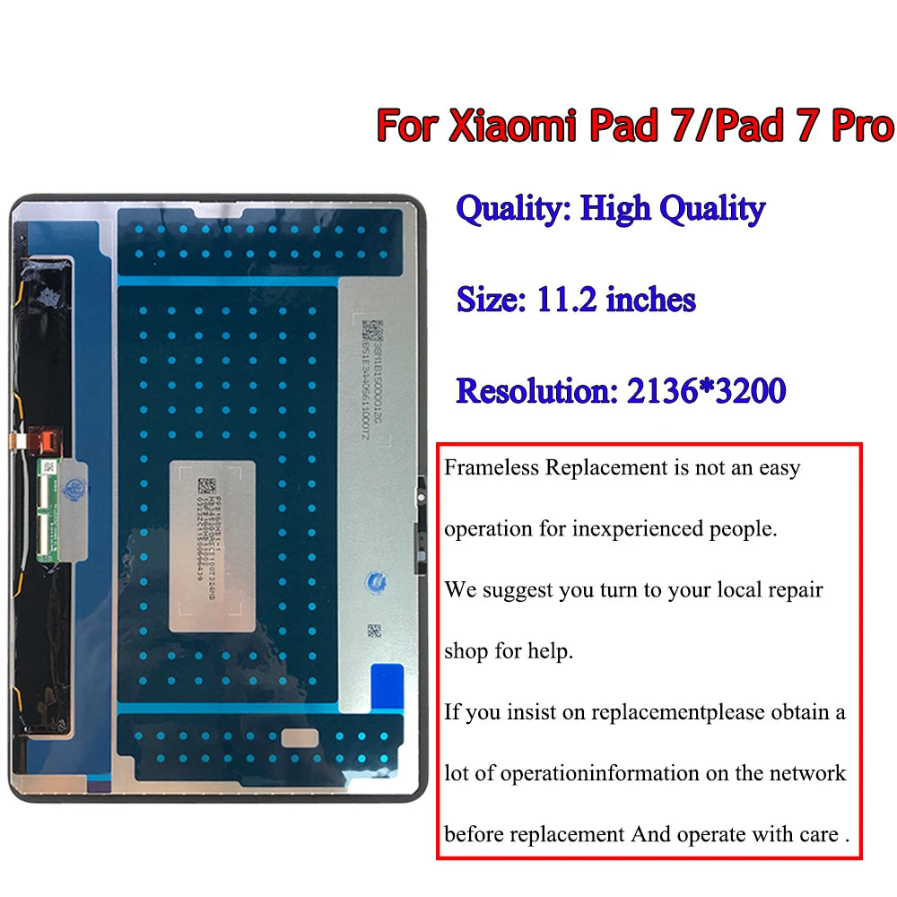 11.2" IPS For Xiaomi Pad 7 LCD 2410CRP4CG Display Screen Touch Panel Digitizer For Xiaomi Pad 7 Pro 24091RPADG LCD Replacement